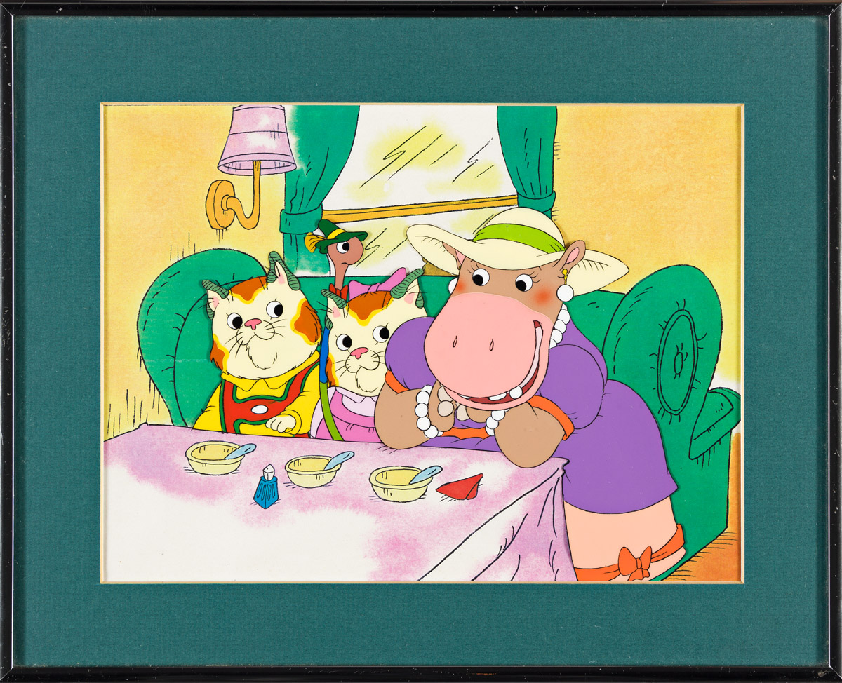 RICHARD SCARRY (1919-1994) Huckle and Sally Cat, Lowly Worm, et al. Animation production cel.